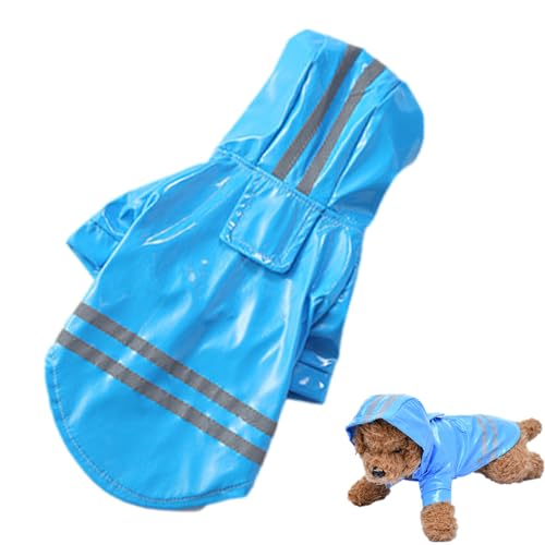 Reflektierender Regenmantel für Hunde, PU-Kapuzenmantel, leichte Poncho-Jacke, Haustier-Regenjacke, Kleidung, wasserdichte Kleidung, Regenponcho für kleine Hunde von Lumiscent