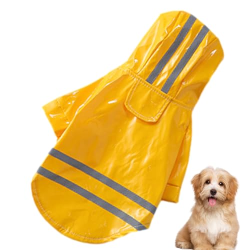 Reflektierender Regenmantel für Hunde, PU-Kapuzenmantel, leichte Poncho-Jacke, Haustier-Regenjacke, Kleidung, wasserdichte Kleidung, Regenponcho für kleine Hunde von Lumiscent