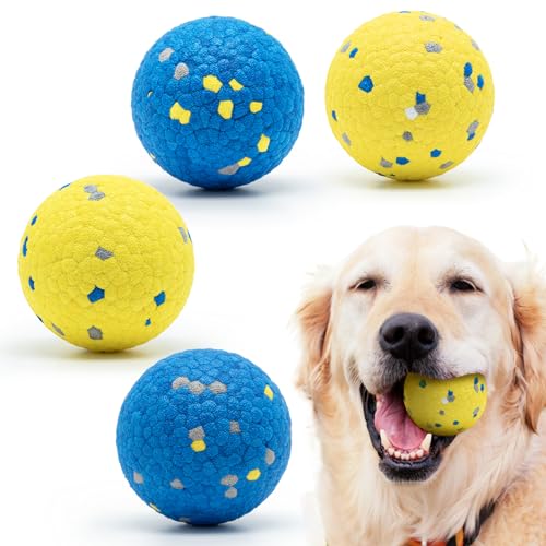 LumoLeaf Hunde-Tennisbälle für aggressive Kauer, 7,6 cm, unzerstörbare Tennisbälle für Hunde, langlebiges Kauspielzeug, Wasserspielzeug, Apportierbälle für kleine, mittelgroße und große Hunde, 4 von LumoLeaf