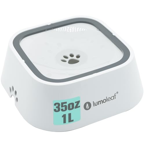 LumoLeaf Wassernapf für Hunde, 1L, Anti-Schwapp Fressnapf Hund Unterwegs, Kein Verschütten Auslaufsicher Auto Reise Trinknapf Wasserspender für Katzen Haustiere (Weiß 1L) von LumoLeaf