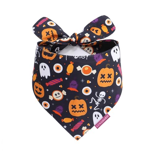 LunaMarie Luxuriöse Halstücher für Katzen und Hunde, Halloween-Designs, seidiges Premium-Polygewebe, 100 % handgefertigt, individuelle Form, doppellagig, klein, mittel, groß (Süßes oder Saures, klein) von LunaMarie