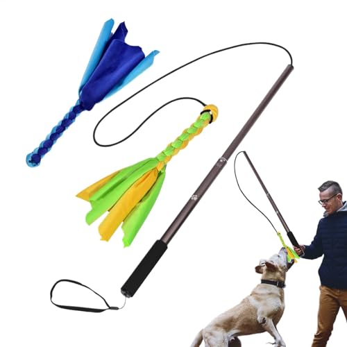 Lunaobrik Flirtenstab für Hund, Hunde im Freien Flirt Stange,Erweiterbarer Welpejagd Stab - Haustier necken Flirt Pole Interactive Toy für Unterhaltung, Spiele und Training von Lunaobrik