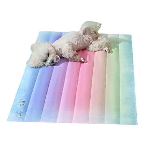 Lunaobrik Haustierkühlkissen, Kühlmatte für Hunde - Haustiergel Cooles Bett - 23,6 x 35,4 Zoll Schlafmatratze, Regenbogen -Safe -Bett -Bettbedeckung für Innenkatzen im Innenbereich von Lunaobrik