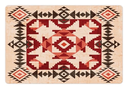 Lunarable Native American Pet Mat Food Water, Original National Heritage Maya Pyramiden lokale Region Esoteric Myth Motive, rechteckig, 18" W By 12" L, Multi 1 von Lunarable