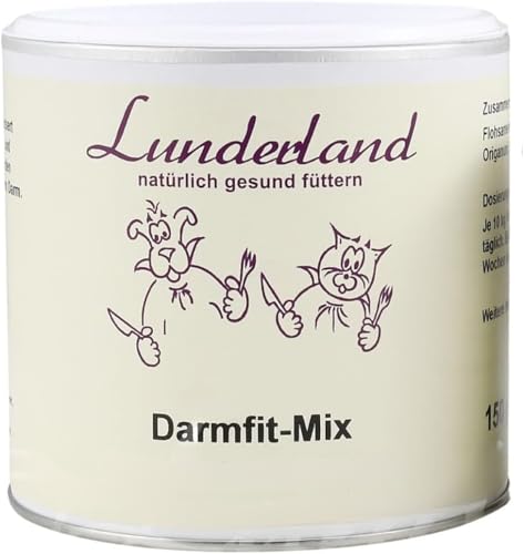 Lunderland Darmfit-Mix | 150 g | Ergänzungsfuttermittel für Hunde und Katzen | Zur Unterstützung der natürlichen Abwehr der Darmschleimhaut | Flohsamenschalen und Salbei von Lunderland