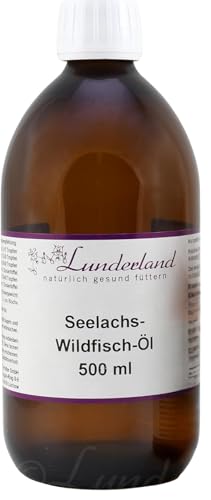 Lunderland Seelachs-Wildfisch-Öl | 500 ml | Ergänzungsfuttermittel für Hunde und Katzen | Hoher Omega-3 Gehalt | Aus verantwortungsvoller Wildfischerei in Alaska | Kaltgepresst von Lunderland