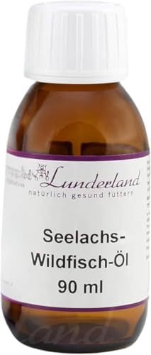 Lunderland Seelachs-Wildfisch-Öl | 90 ml | Ergänzungsfuttermittel für Hunde und Katzen | Hoher Omega-3 Gehalt | Aus verantwortungsvoller Wildfischerei in Alaska | Kaltgepresst von Lunderland