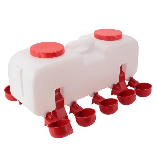 Halbautomatischer 10-Liter-Hühnertränkebehälter, Geschlossener Geflügelwasserspender mit Schwimmersteuerung für Kontinuierliche Wasserversorgung, 10 Trinkbecher, Ideal für Küken, von Luocute