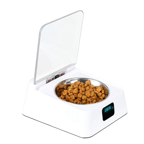 Intelligenter Katzenfutterautomat mit Infrarotsensor, Abnehmbare Näpfe, Wiederaufladbarer 2000-mAh-Akku, ABS und Edelstahl, 10 Stunden Laufzeit, 21 X 17 X 9 cm, Automatischer von Luocute