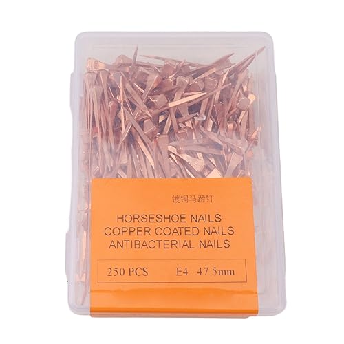 Luocute 250pcs Hufeisennägel, Solide Reine Kupfer Reitausrüstung Hufeisenwerkzeuge für Pferderenntraining, Hufeisennägel Ustproof Reittierausrüstung Haustier Vorräte (47,5 mm E4) von Luocute