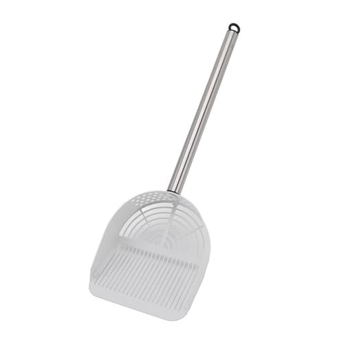 Luocute Edelstahl Langgriff Katzenstrauder, Deep Shovel Metal Scooper für Katzentoilette Kätzchen Pooper Lifter mit Gepolstertem Griff, Halb Runde Sifter -Design für Haustier (White) von Luocute