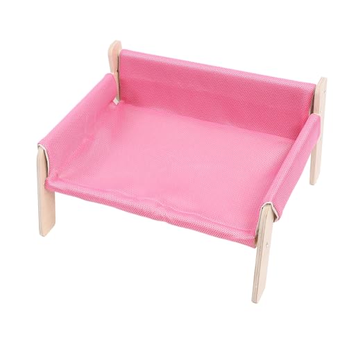 Luocute Erhöhtes Katzen-Sofabett, Gefertigt aus Kiefernholz, Vielseitige Haustiercouch mit Weichen Decken, Hängematte für Kaninchen, Welpen, Häschen, Geeignet für Kleine Tiere, (PINK) von Luocute