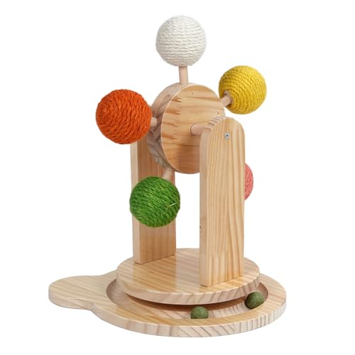 Luocute Katzenball -Holzspielspielzeug aus Holzplatten, Interaktive Selbstunterhaltung Katzenspielspielzeug mit Massivem Holz, Fördert die Interaktive Bindung für von Luocute