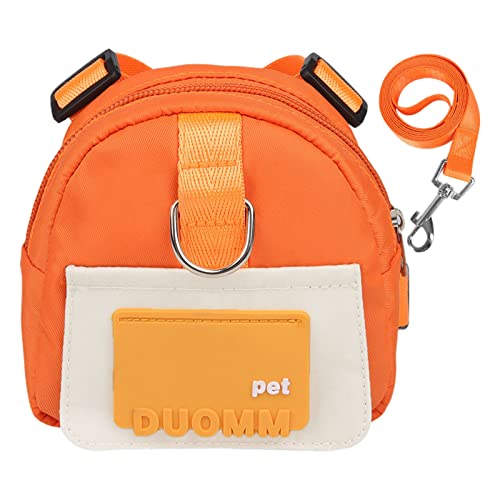 Luojuny 1 Set Hunderucksack mit Löchern, Zugseil, kleiner Hunderucksack für Hunde zum Tragen, Haustier-Rucksack, Geschirr, Hunde-Büchertasche für kleine Hunde, Reisen, Orange, Größe M von Luojuny