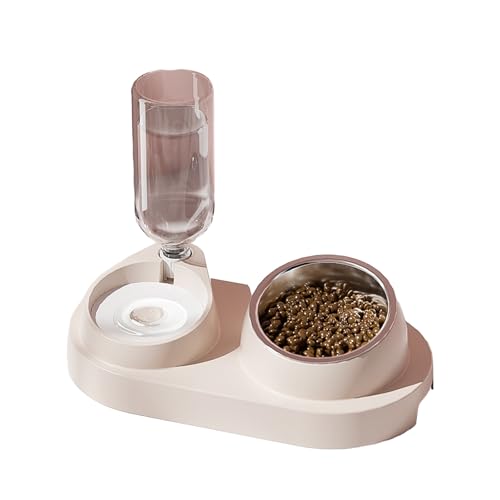 Luojuny Automatischer Trinknapf Haustier Wasserspender Pet Feeder 2-in-1 Automatischer Wasserspender mit abnehmbaren Edelstahlnäpfen Haustierbedarf Rosa von Luojuny