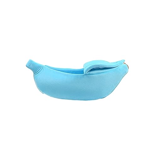 Luojuny Gemütlicher Platz für Haustiere zum Nickerchen, Bananenform, weiches Bett, für Hunde und Katzen, mit Verschlussband-Design, exquisite Verarbeitung, sicherer Schlafplatz, Tür, Blau, Größe L von Luojuny