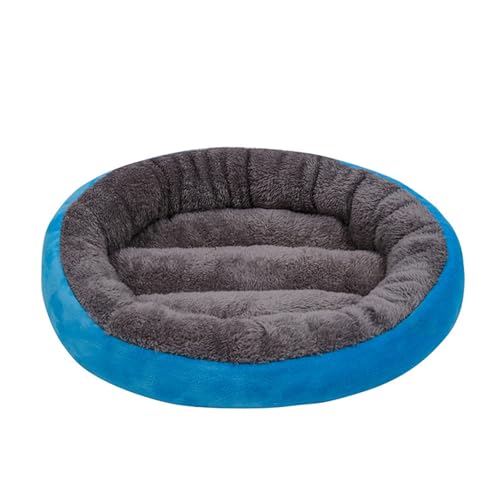 Luojuny Gemütliches Hundebett, bissfest, gemütliches Haustierbett, Winter, warme Hundehütte mit PP-Baumwollfüllung, runde Form, Schlafbett für Katzen, kleine und große Hunde, Blau, Größe M von Luojuny