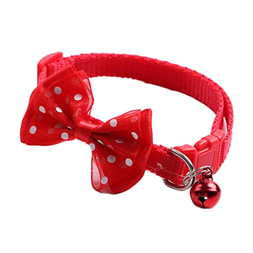 Luojuny Halsband mit Glöckchen, stark, niedliches Punktemuster, Schleife, Haustierhalsband für Welpen, Rot Luojuny Halsband mit Glöckchen, stark, niedliches Punktemuster, Schleife, Haustierhalsband für Welpen, Rot von Luojuny