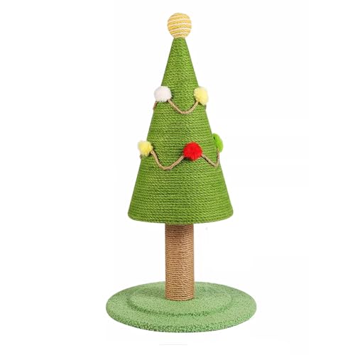 Luojuny Kratzbaum für Neujahr Katzenkratzbaum Weihnachtsbaum Design mit Plüschball Simulation Rasen Groß Verschleißfest Katzenspielzeug Kratzpad Grün von Luojuny