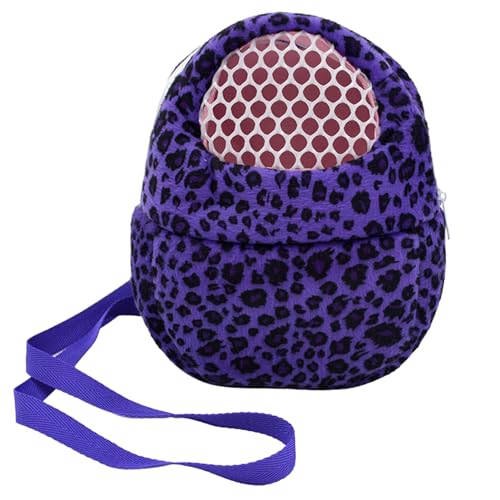 Luojuny Modische Hamstertasche, Leopardenmuster, Haustier, mit exquisiter Verarbeitung für kleine Haustiere, atmungsaktive Löcher, sicheres Design, trendig, lila, L von Luojuny