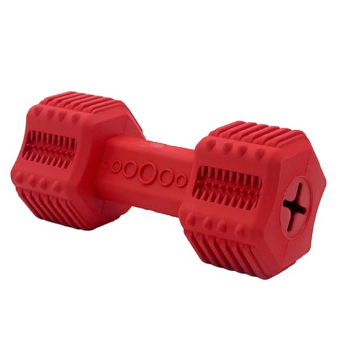 Luojuny Pet Snack Holder Barbell Dog Toy Pet Toy Interactive Rubber Dog Chew Toy Barbell Shape Teeth Cleaning Dog Treat Dispensing Toy Pet Supplies Red von Luojuny