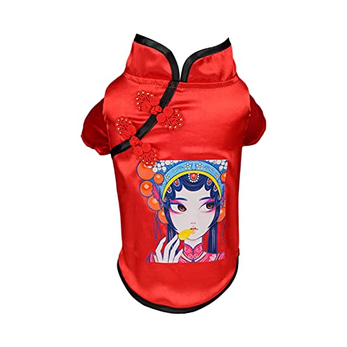 Luojuny Puppy Cheongsam Festliche Farbe Dress Up Red New Year Puppy Cheongsam Kleid Haustier Zubehör 2L von Luojuny