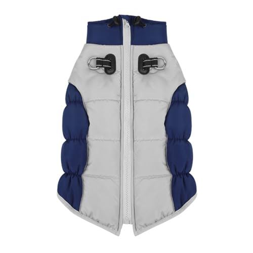 Luojuny Wasserdichte Hundejacke, warm, bequem, Haustierkleidung, reflektierender Hunde-Wintermantel, hoher Kragen, verstellbarer Hals, Schneeschutz, 2-beinige Hundejacke, Marineblau, Größe 5XL von Luojuny