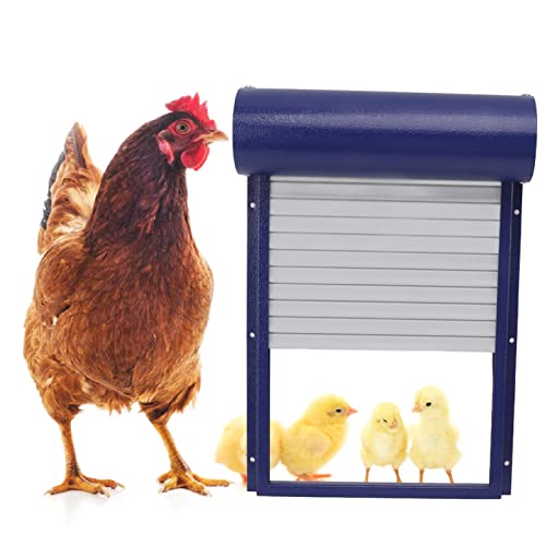 Automatische Hühnerstalltür, 3-in-1-Funktion, Automatische Hühnerstalltür, Vollaluminium und Wetterfeste Geflügelstalltür mit LED-Bildschirm für Huhn, Ente, Gans (Blau) von Luqeeg