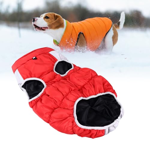 Luqeeg Winter-Hundemantel, Reflektierender Hundemantel, Weiche Baumwolle, Verdickte Reflektierende Hundejacke, Weste, Kleidung, Warme Hundejacke für Kaltes Wetter, Winddichter (Rot) von Luqeeg