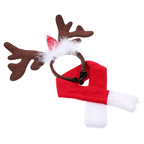 Lurrose 1 Satz Stirnband Für Kinder Haustier Weihnachten Verkleiden Geweih Stirnband Weihnachtskatzen-Outfit Hundemütze Für Kleine Hunde Kinderschals Kleidung Einstellen Kurzer Plüsch von Lurrose