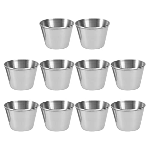 Lurrose 10st Saucenbecher Aus Edelstahl Mini-tauchplatten Eierkuchenpfanne Dip-schüssel Für Sirup-Server Runde Auflaufform Kleine Gewürzbecher Shot Cups. Rostfreier Stahl Soße Honigtopf von Lurrose