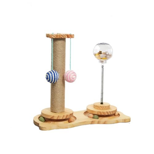 Katzenspielzeug aus Holz Roller, Interaktives Katzenspielzeug, Kratzstamm für Katzen, Interaktives Katzenspielzeug Aus Holz, Katzen Intelligenzspielzeug mit Rotierender Kugel von Lusacy