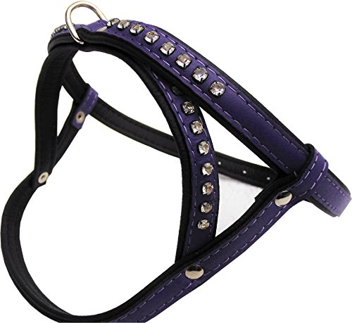 HUNDEGESCHIRR - Geschirr, Strass - Zirkonia Brustumfang 51-61cm Leder + VIOLETT (PL10.05.3-66) von Lusy011