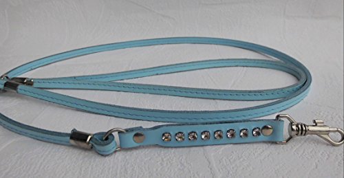 HUNDELEINE - Leine Strass+Leder, 130cm BLAU - *für kleine Hunde* von Lusy011