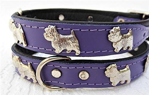 Lusy011 *Westie* Hunde Halsband, Leder, Halsumfang 28-32cm, VIOLETT, NEU von Lusy011