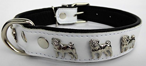 MOPS HUNDEHALSBAND - Halsband, Halsumfang 37-47cm/30mm, Leder+Weiss (843) von Lusy011