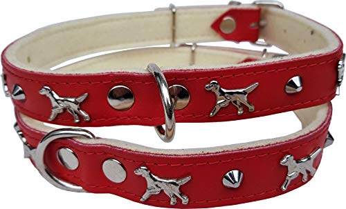 *Setter* Hunde Halsband - Hundehalsband- Halsumfang 45-57cm/25mm, Leder. ROT (PL.17-3-2-29) von Lusy011