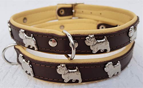 *Westie* Hunde Halsband, Leder, Halsumfang 28-32cm, 30-36cm, 35-41cm, BRAUN-Beige, (Halsumfang 35-41cm/45cm) von Lusy011