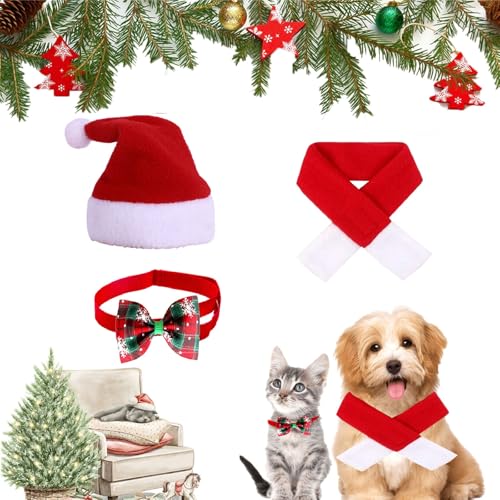 Hunde Weihnachtskostüm, Hundekostüm Weihnachten, Katzen Weihnachtskostüm, Katzenkostüm Weihnachten, Weihnachtskostüm Katze, Hunde Fliege Weihnachten, Weihnachten Haustier Kostüm Set von Lutateo