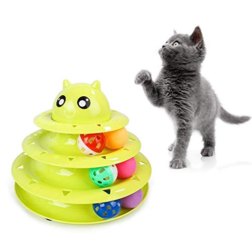 LuukUP Katzenspielzeug Tower of Tracks-Kätzchen Spaß Körperliche Bewegung Spielzeug-Bunte Ball Interaktive Kätzchen Spaß Physikalische-für mehrere Best Pet Ball Spielzeug Vergnügungsplatte (Grün) von LuukUP