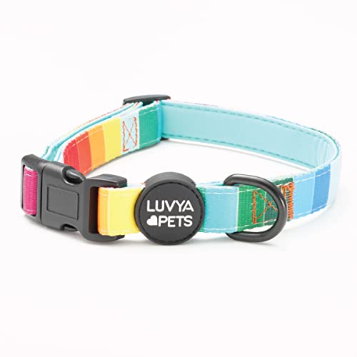 LuvYa Pets Modernes, farbenfrohes Haustierhalsband, Unisex-Druck, Größe M, Halsumfang 33 - 53 cm, moderner Regenbogen-Aufdruck von LuvYa Pets