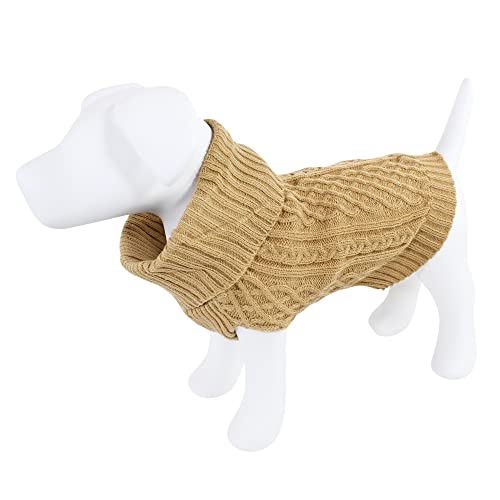 Luvable Friends Hunde- und Katzenpullover, Zopfmuster, Größe L, Camel von Luvable Friends