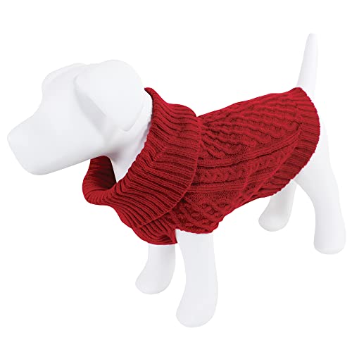 Luvable Friends Hunde- und Katzenpullover, Zopfmuster, Größe L, Rot von Luvable Friends