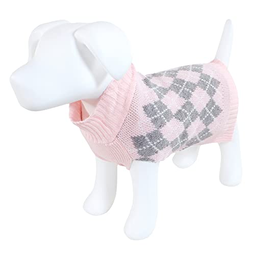 Luvable Friends Strickpullover für Hunde und Katzen, Argyle, Größe XS, Pink von Luvable Friends