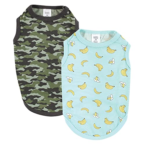 Luvable Friends Hunde-T-Shirts für Hunde und Katzen, Baumwolle, Größe M, Bananen-Camouflage, 2 Stück von Luvable Friends