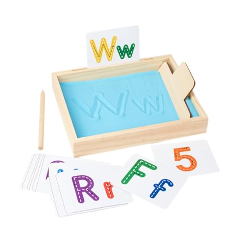 Holz Sandkasten Set für Kinder, Alphabet Und Zahlen Lernen, BLAU von Luwecf