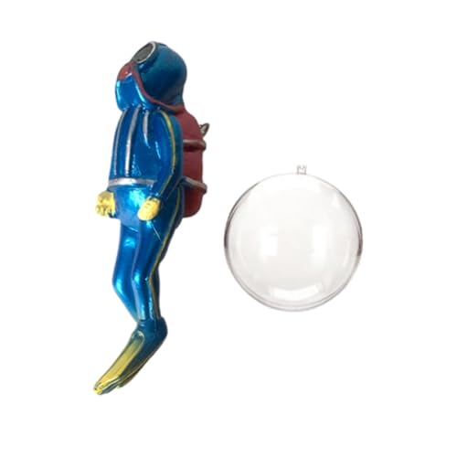 Luwecf Taucherfigur Im Miniaturformat, Dekoration für Aquarien, Kunstharz mit Wasserballon für Unterwasserlandschaften, Blau von Luwecf