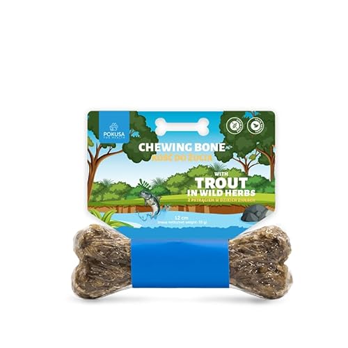 FEEL The WILD Kauknochen mit Forelle und Wildkräutern für Hunde 12 cm / 55 Gramm von Lux4Kids