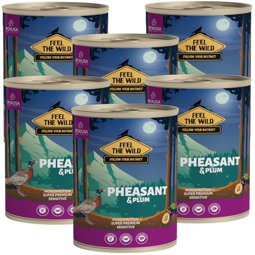 Feel The Wild Fasan mit Pflaume Nassfutter für Hunde 6 x 800 Gramm von Lux4Kids