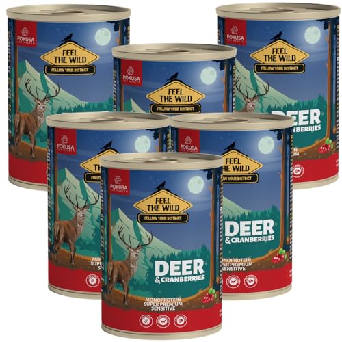 Lux4Kids Feel The Wild Hirsch mit Cranberries Nassfutter für Hunde 6 x 400 Gramm von Lux4Kids